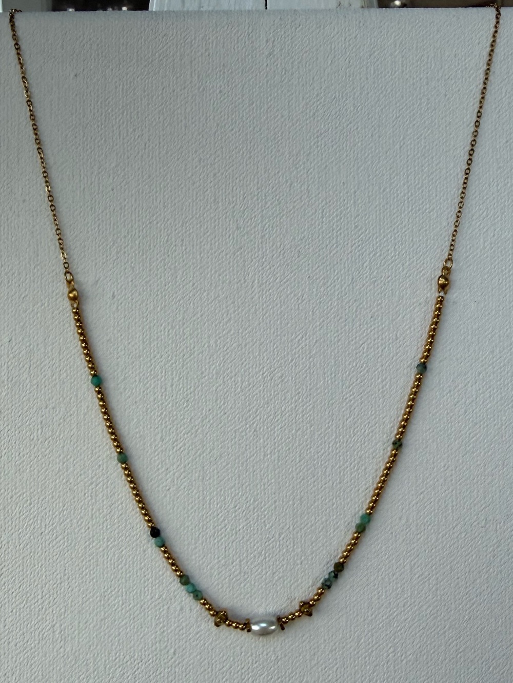 SS Pearl Turquoise Beaded Necklace